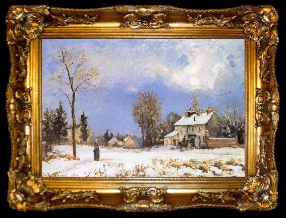 framed  Camille Pissarro Snow housing, ta009-2